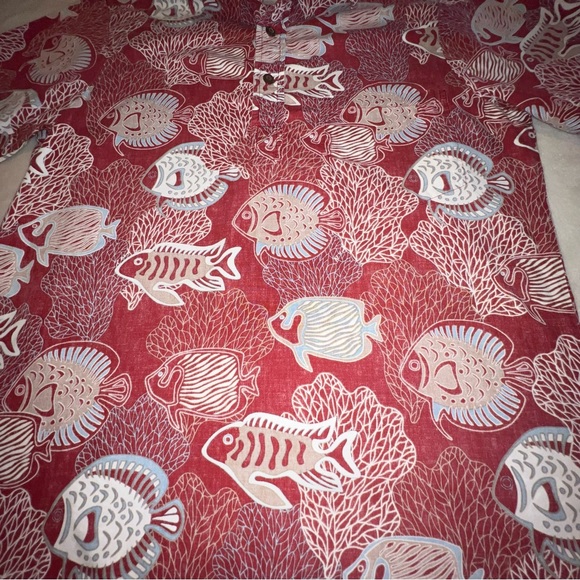 Bishop Street Hawaiian Shirt Size Small Men red white fish coral tropical unique - Picture 2 of 6